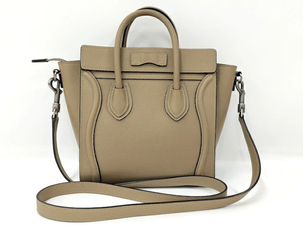 Celine Leather Luggage Shopper Beige Handbag Tan